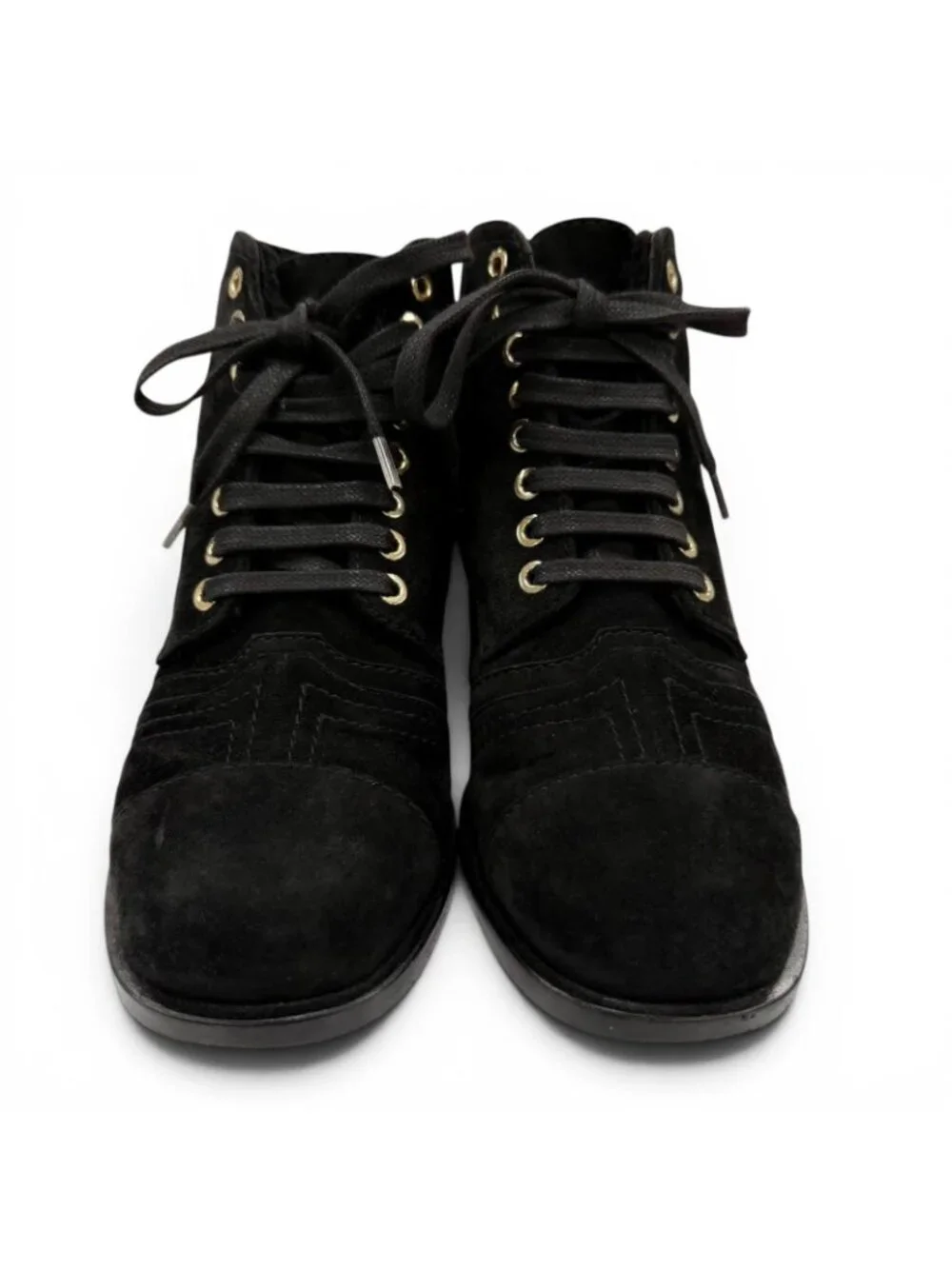 Chanel CC Logo Embroidery Shearling Boots Ankle Black